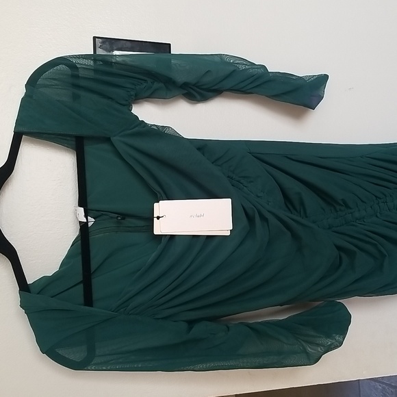 Club L London SWEET DREAMS GREEN MATERNITY ASYMMETRIC RUCHED MIDI DRESS NWT - Picture 4 of 7